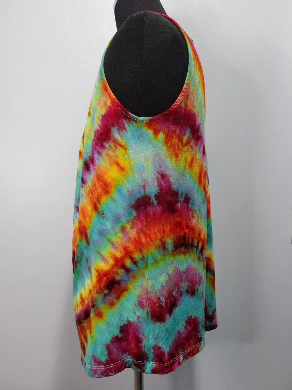 XL Button Back Tank, Teal Berry