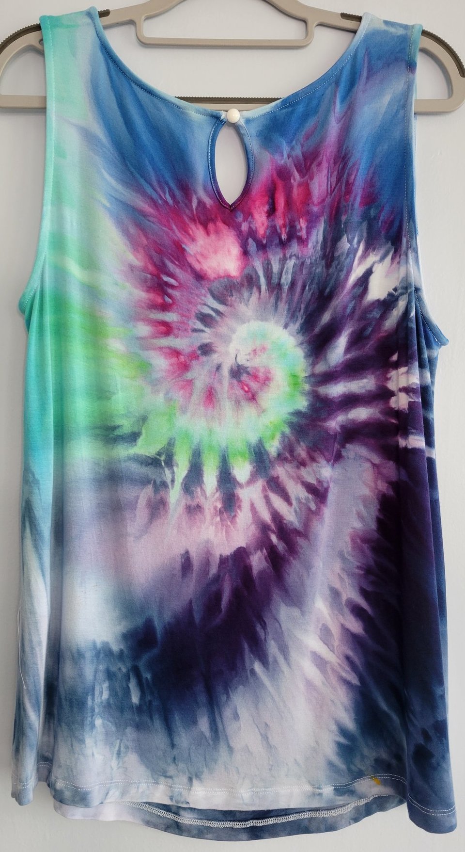 XL Button Back Rayon Tank, Swirl