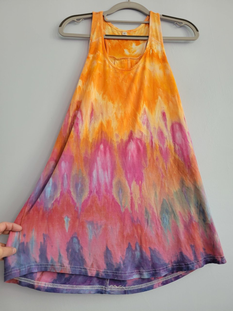 XL Racer Back Tank, Orange Waterfall