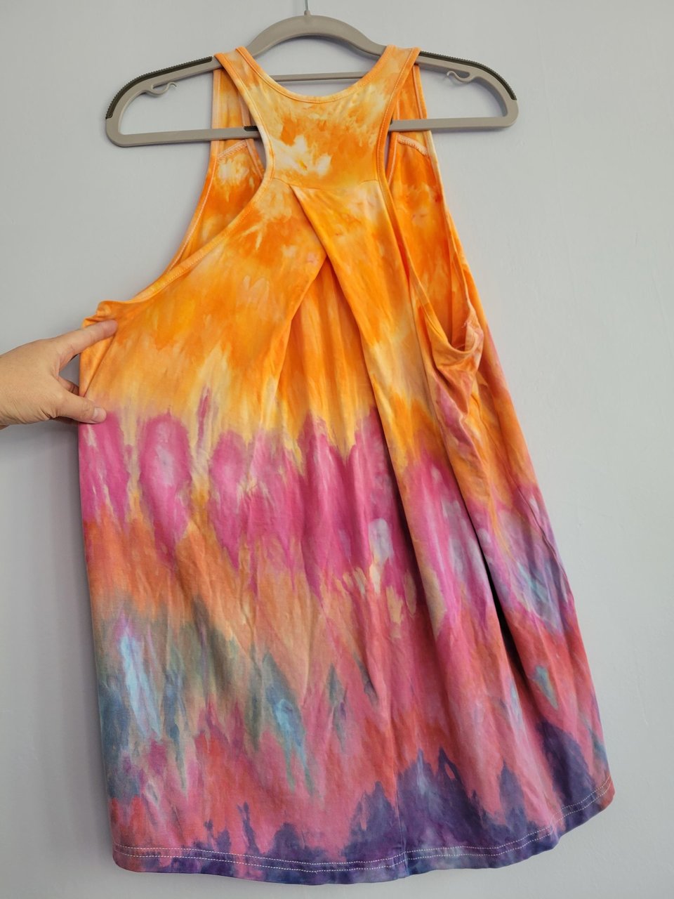 XL Racer Back Tank, Orange Waterfall