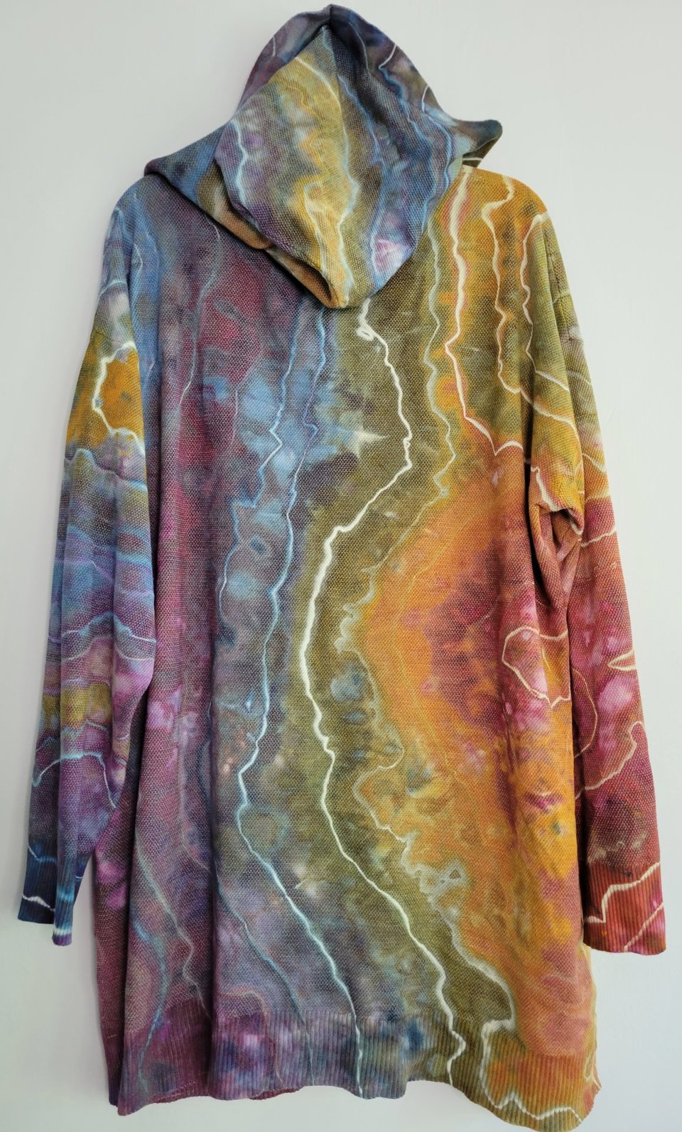 XXL Hooded Cardigan, Earthy Rainbow Geode