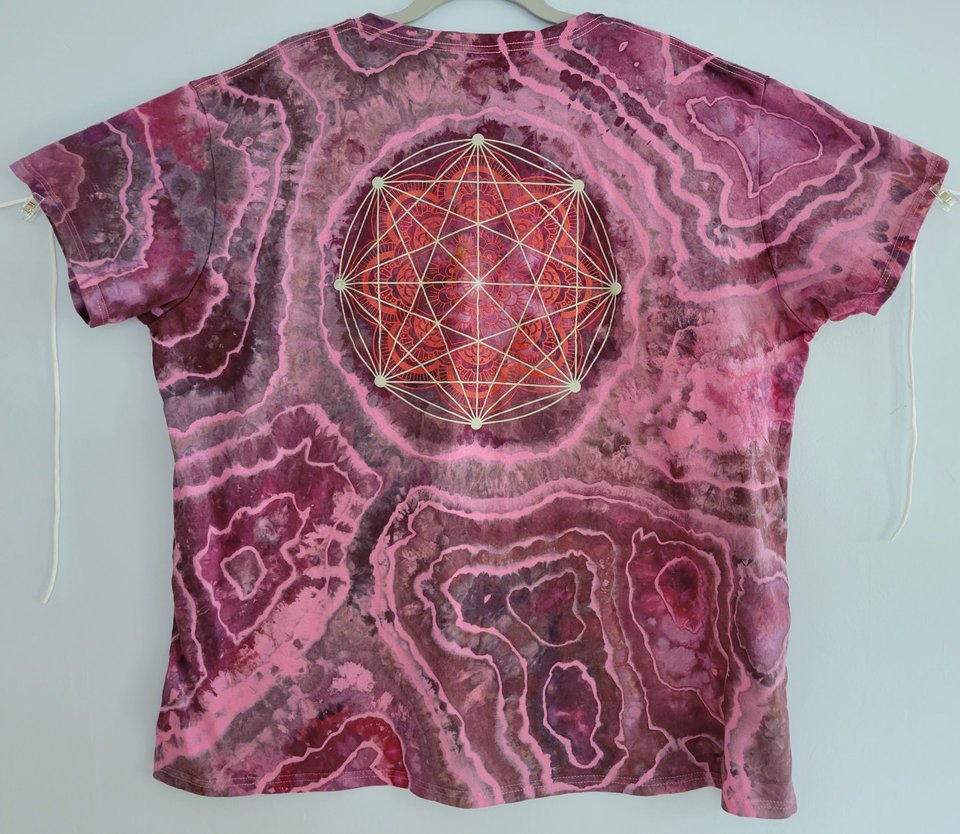 3XL V-neck T-shirt, Align & Flourish Black Cherry Geode