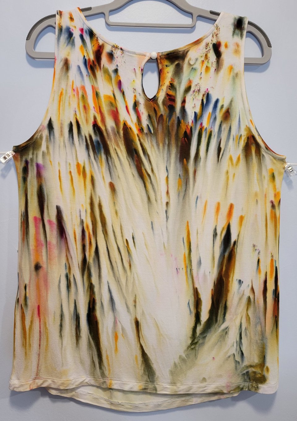 XL Button Back Rayon Tank, Rainbow Sprinkles