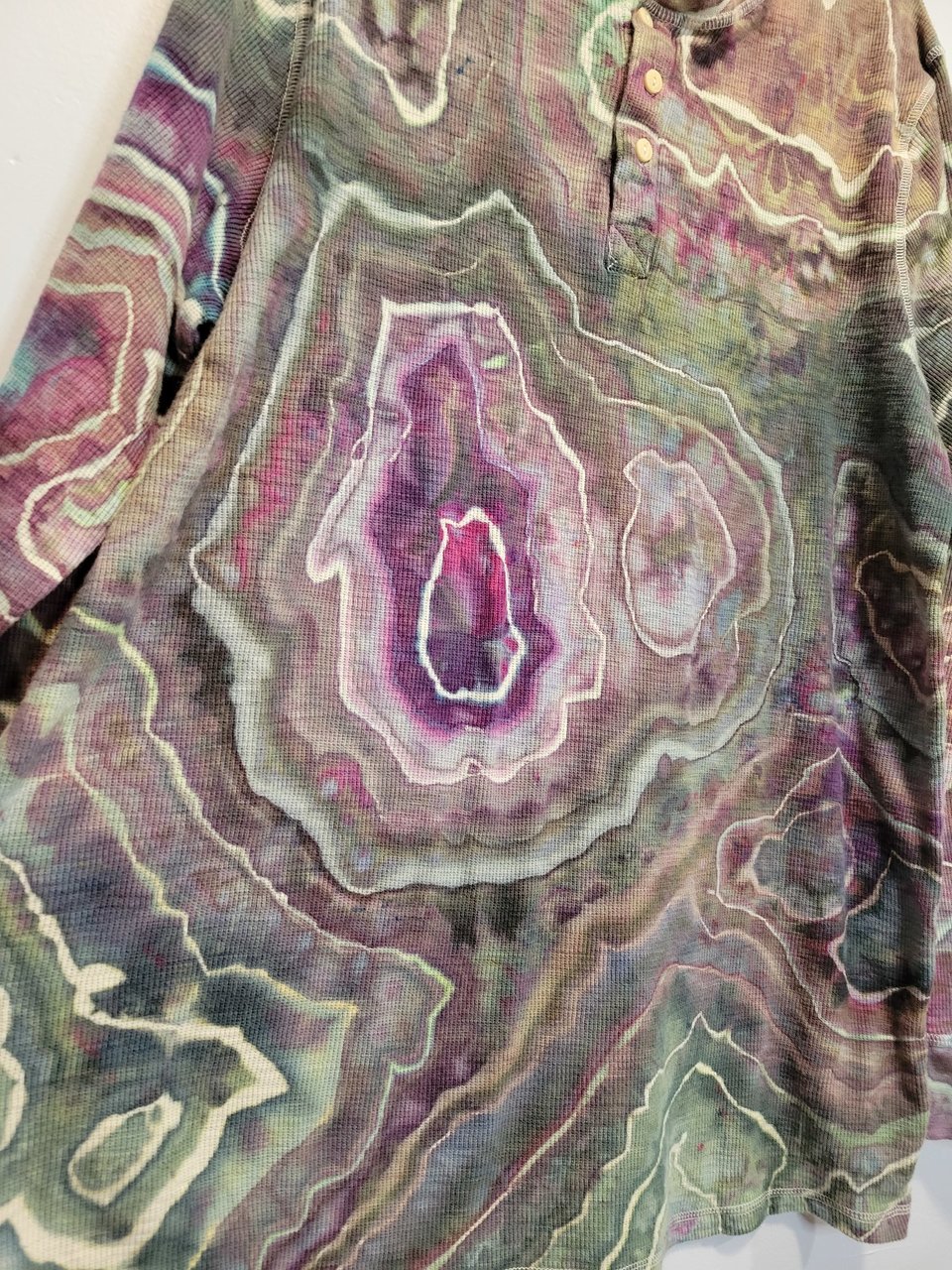 XL Tall Thermal Henley, Greens & Purples