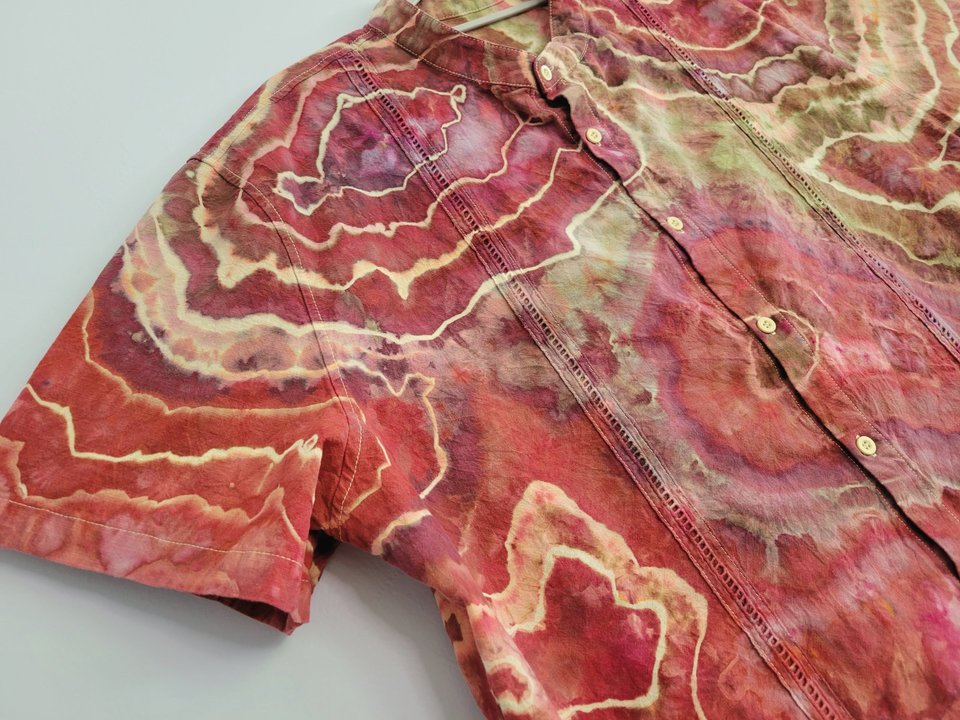 XXL Linen Blend Cuban Shirt, Red Jasper