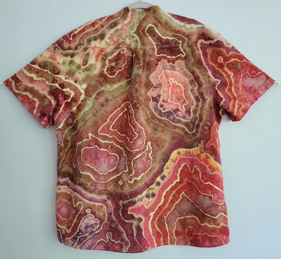 XXL Linen Blend Cuban Shirt, Red Jasper