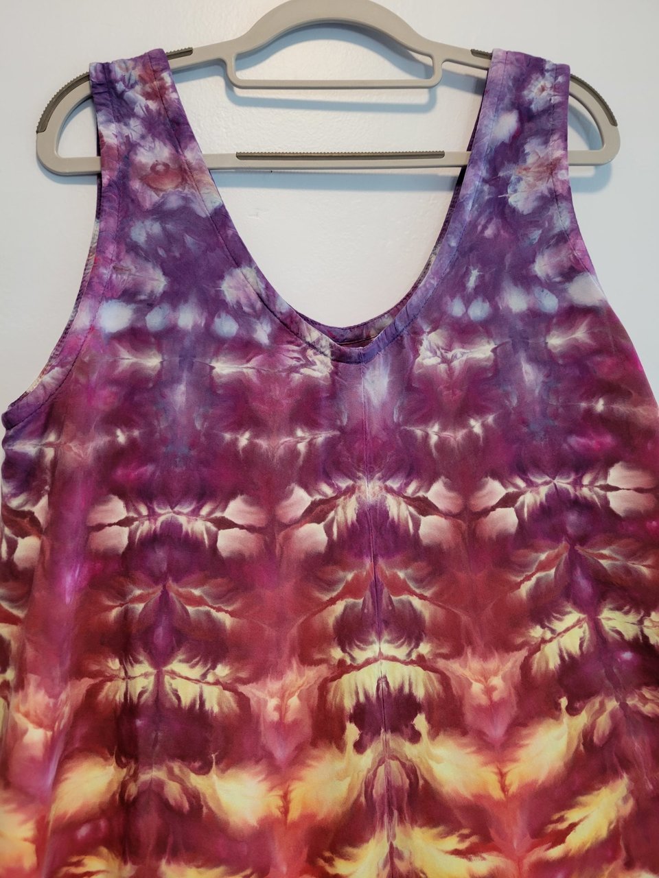 XL A-Line Hi-Lo Rayon Tank Dress, Rainbow Tiger