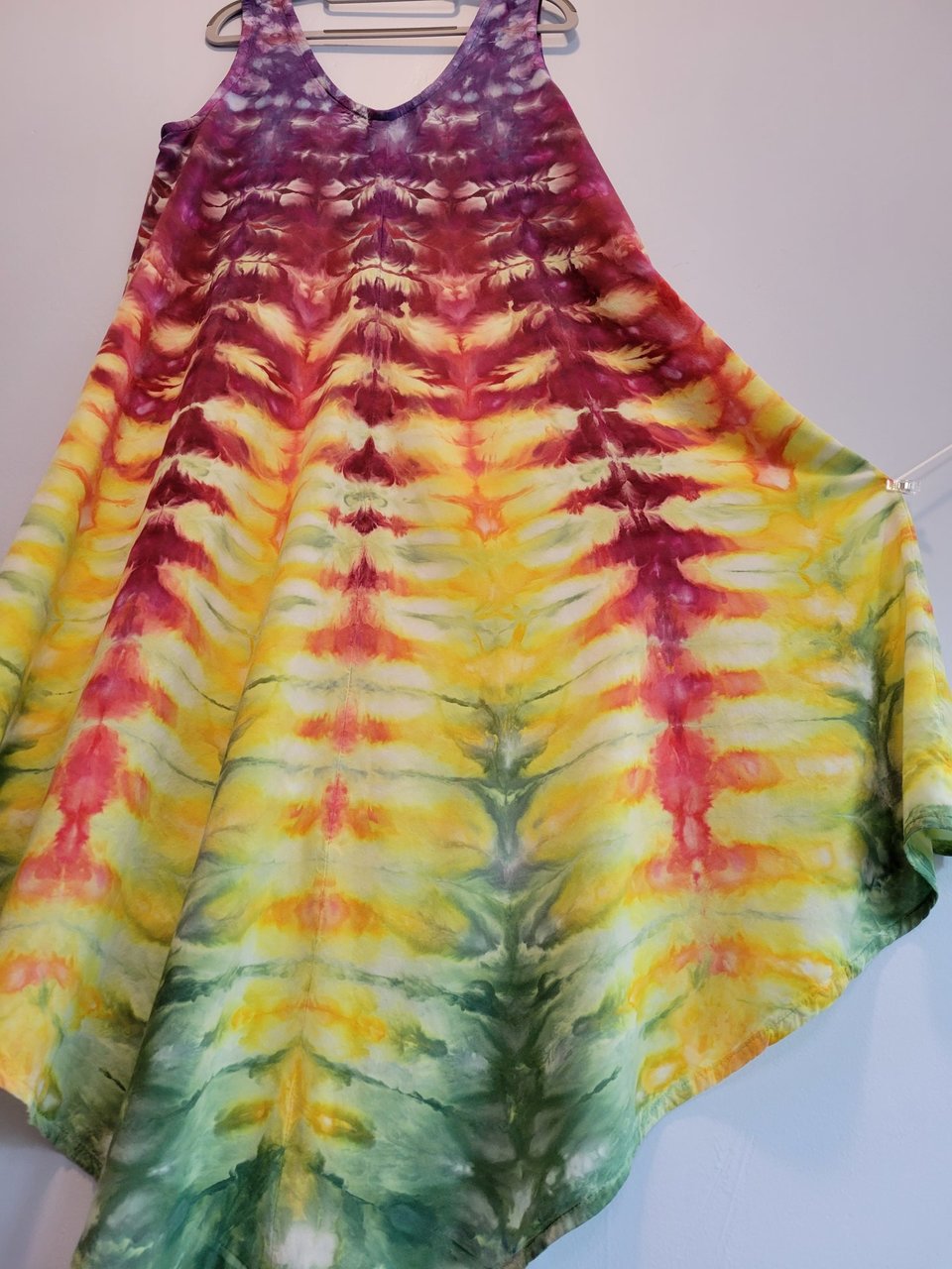 XL A-Line Hi-Lo Rayon Tank Dress, Rainbow Tiger