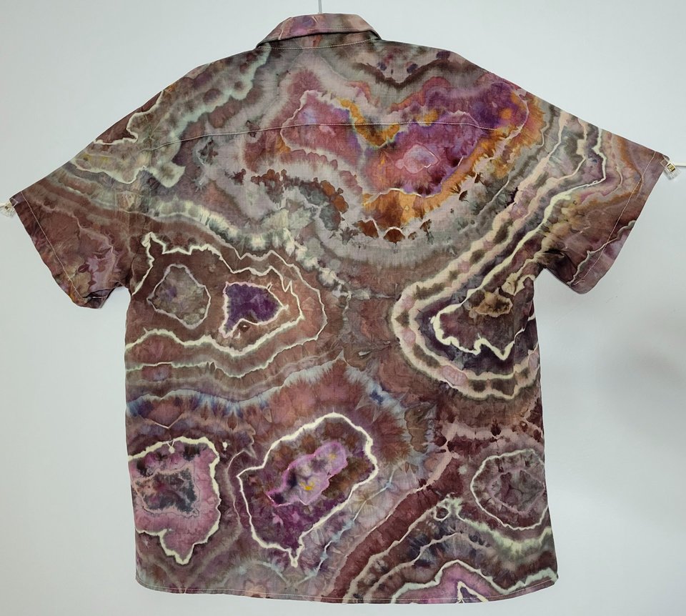 L Cuban Shirt, Purple & Brown Geode