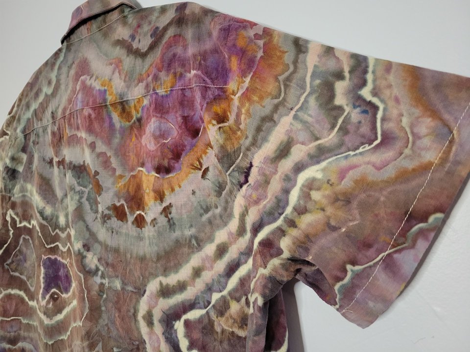 L Cuban Shirt, Purple & Brown Geode