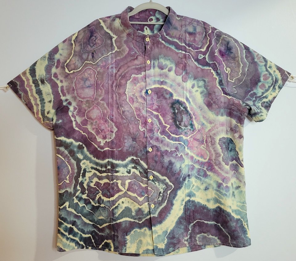 XXL Cuban Shirt, Electric Storm Geode