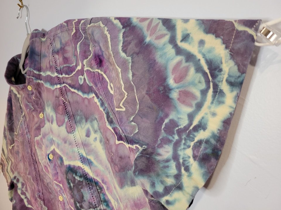 XXL Cuban Shirt, Electric Storm Geode