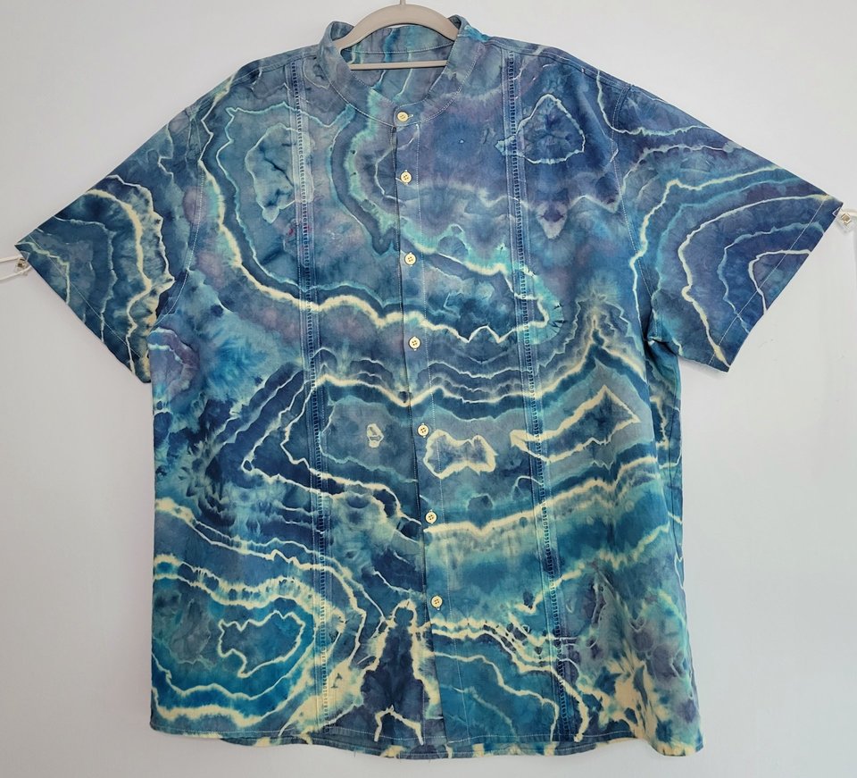XXL Cuban Shirt, Cool Water Geode