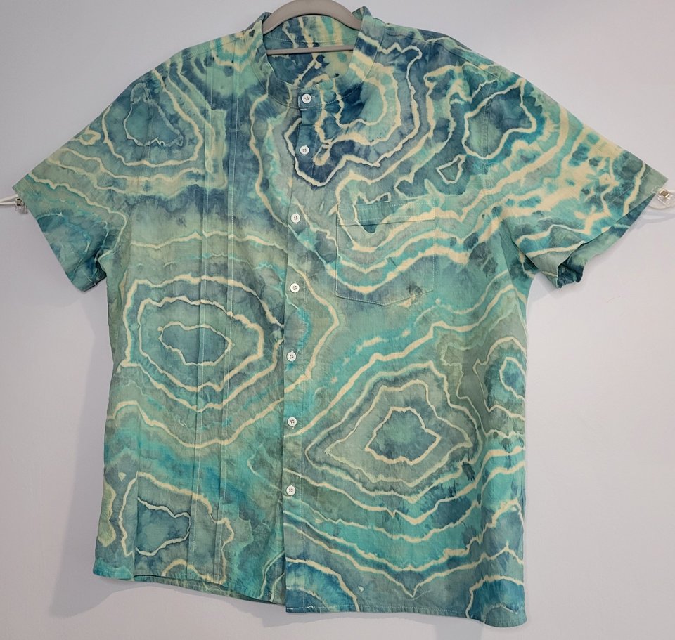 XL Cuban Shirt w/Pocket, Sea Geode
