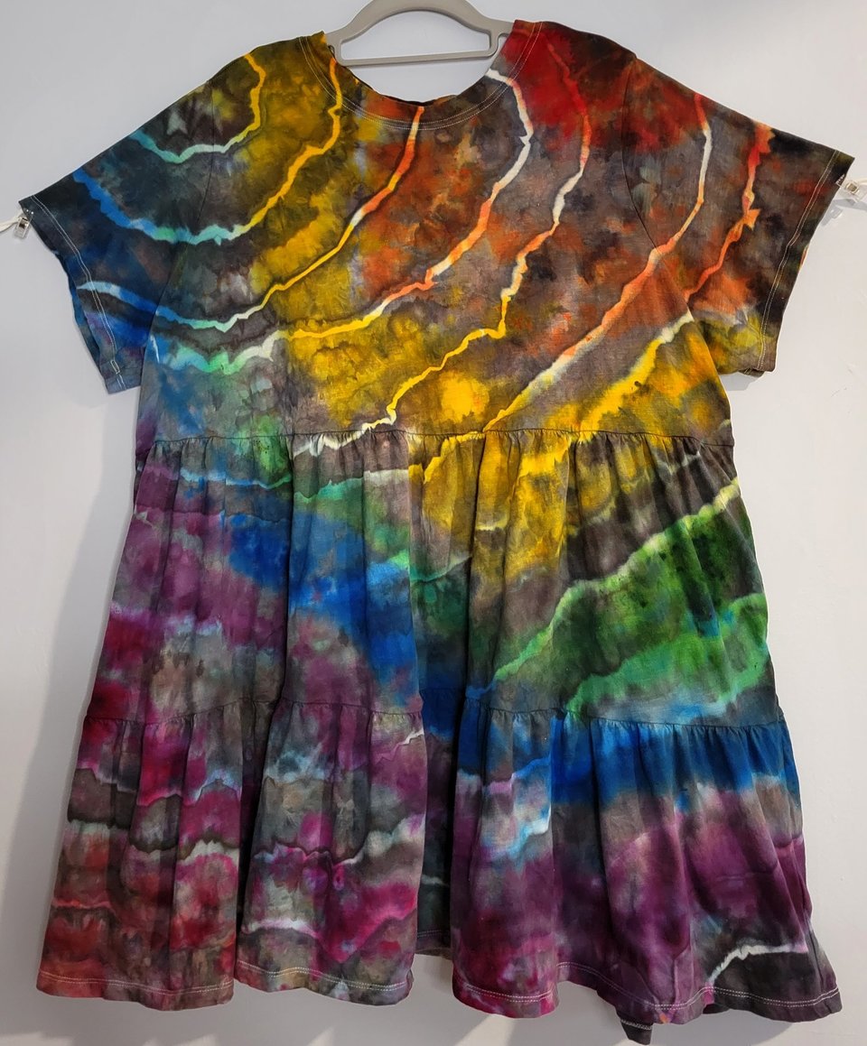 2X Swing Dress, Rainbow Storm Geode