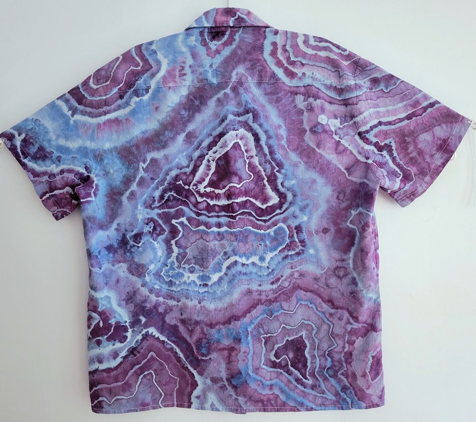L Cuban Shirt, Periwinkle & Purple Geode