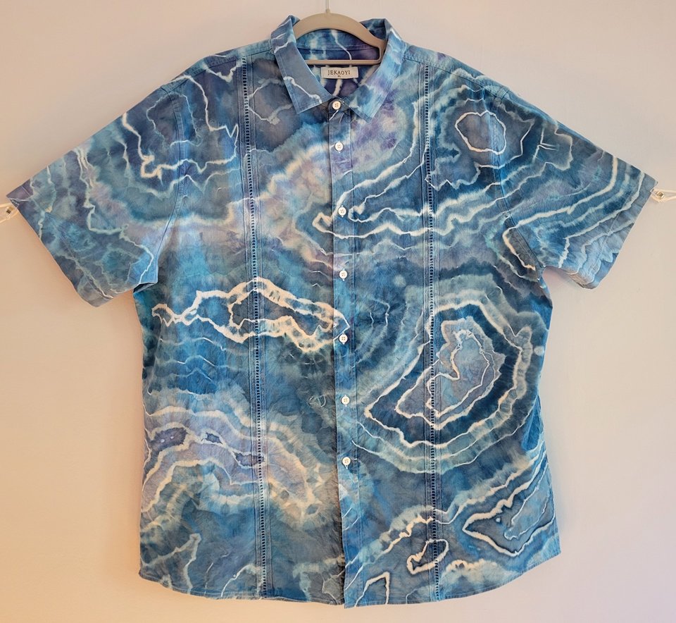 XL Cuban Shirt, Blues Geode