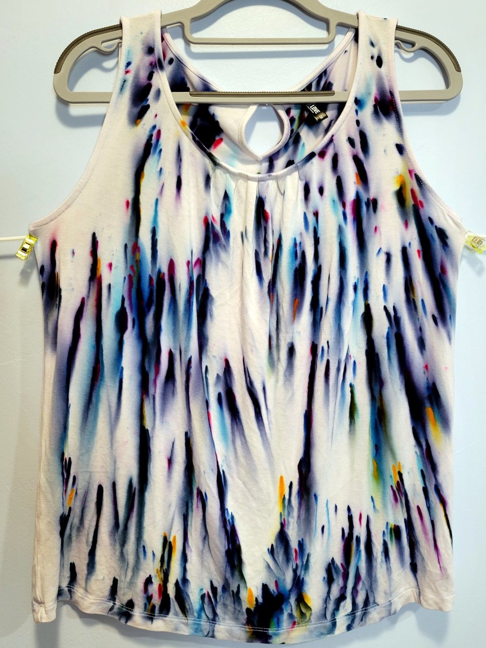 M Button Back Rayon top, Blue Rain