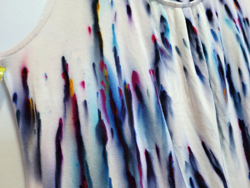 M Button Back Rayon top, Blue Rain