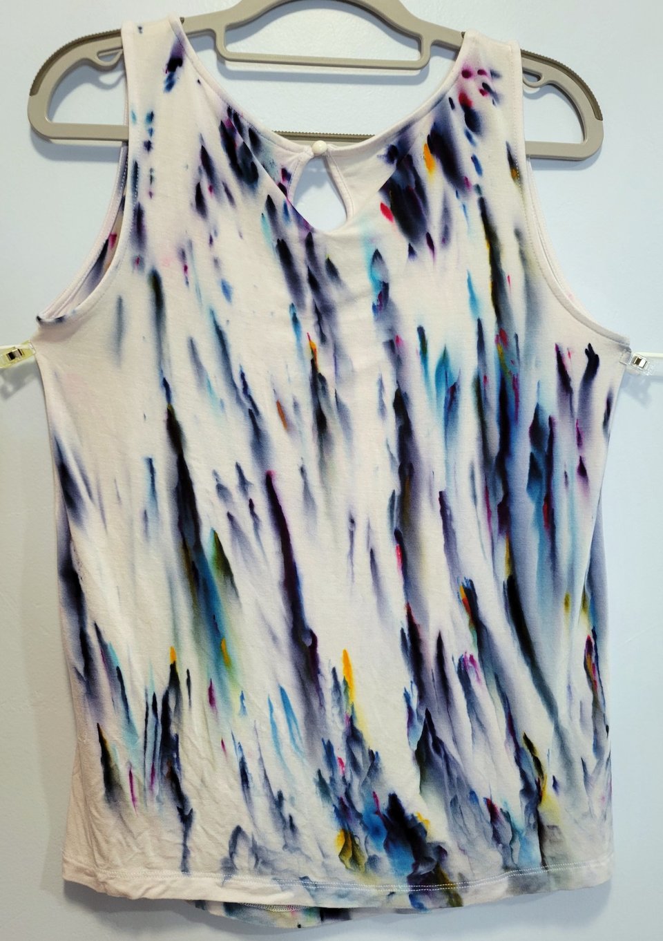 M Button Back Rayon top, Blue Rain