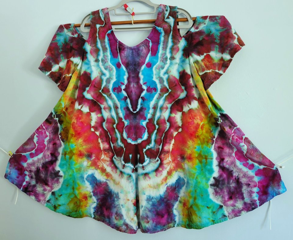 Large Rayon Swing Tunic, Crazy Geode