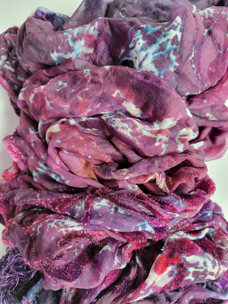 Scarf, Voided Velvet, Plum Leopard Vine