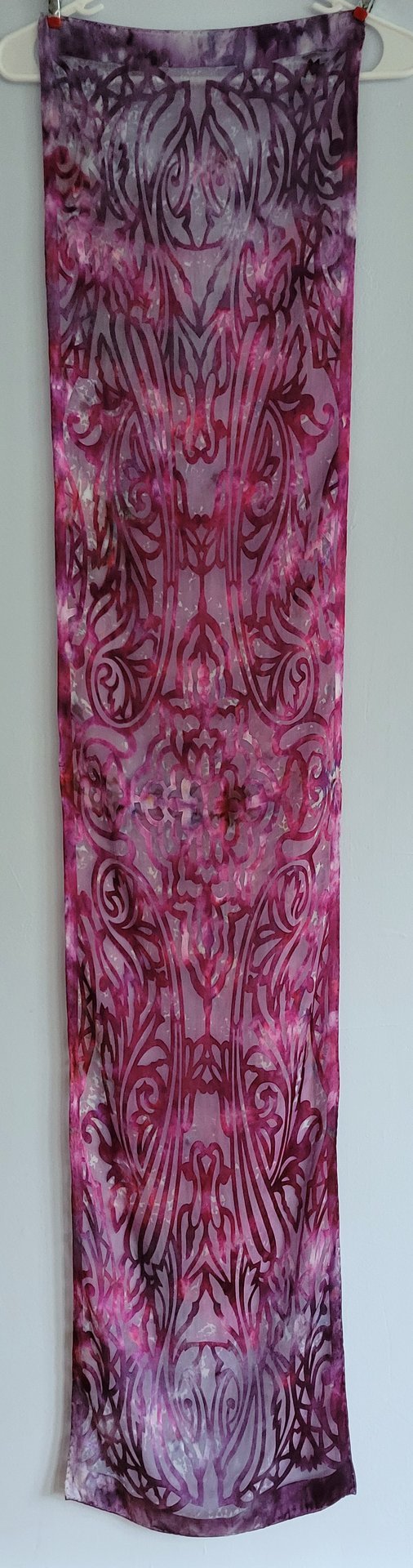 Scarf, Rayon/Silk Voided Satin, Plum Jaguar