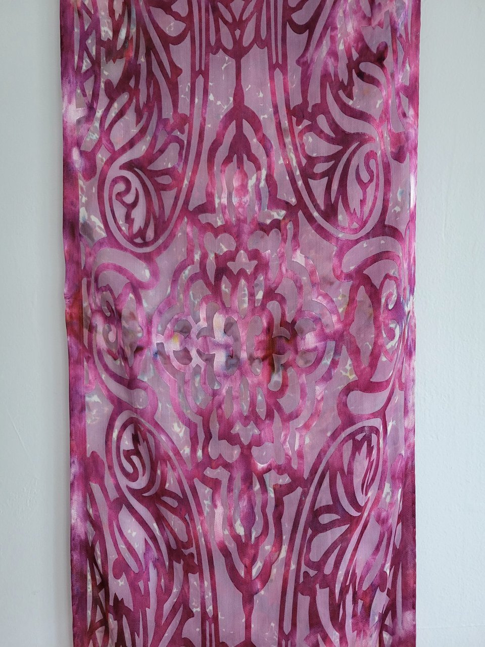 Scarf, Rayon/Silk Voided Satin, Plum Jaguar