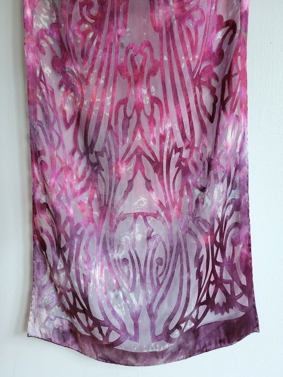 Scarf, Rayon/Silk Voided Satin, Plum Jaguar