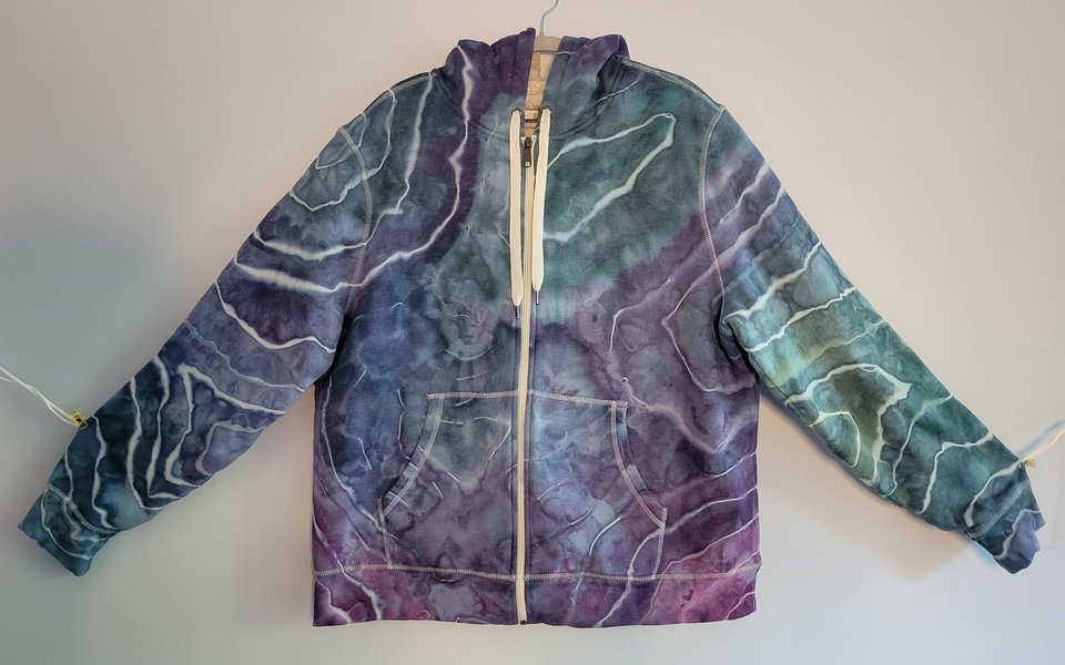 XL Zip-Up Sherpa Lined Hoodie, Periwinkle Geode