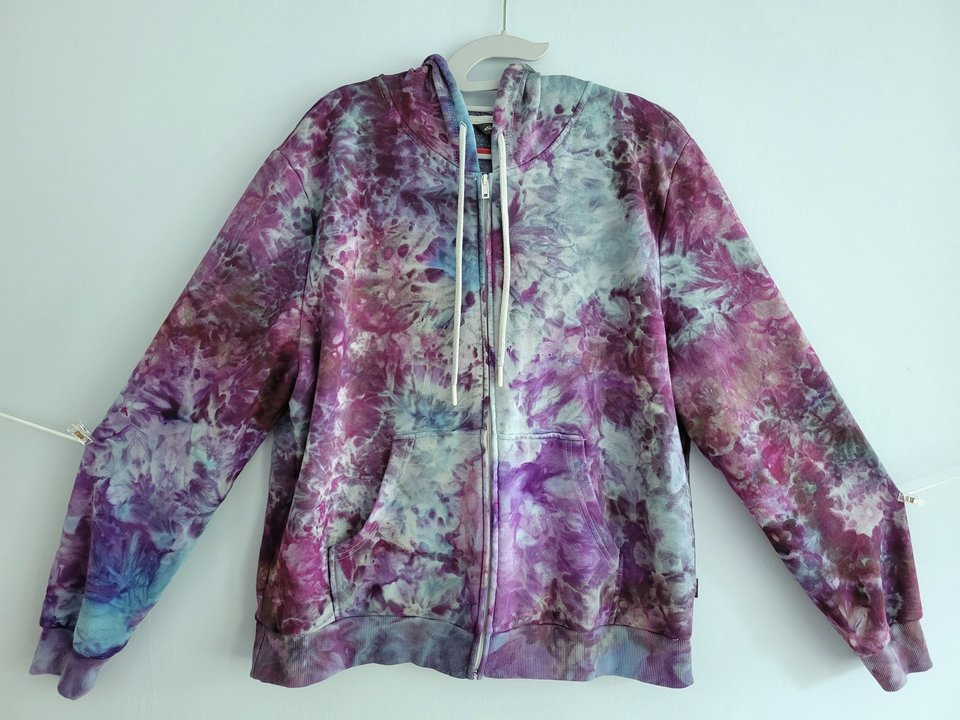 XL Zip Up Hoodie, Bamboo, Hydrangeas 