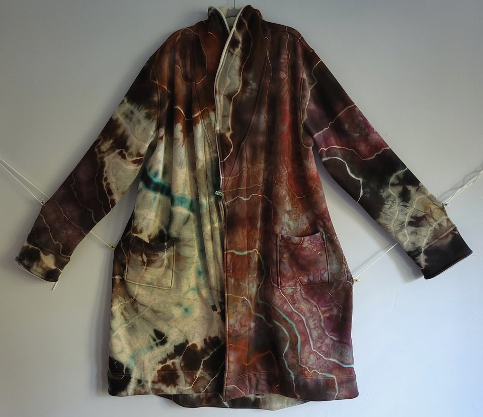 3XL Bathrobe, Brown & Blue Geode
