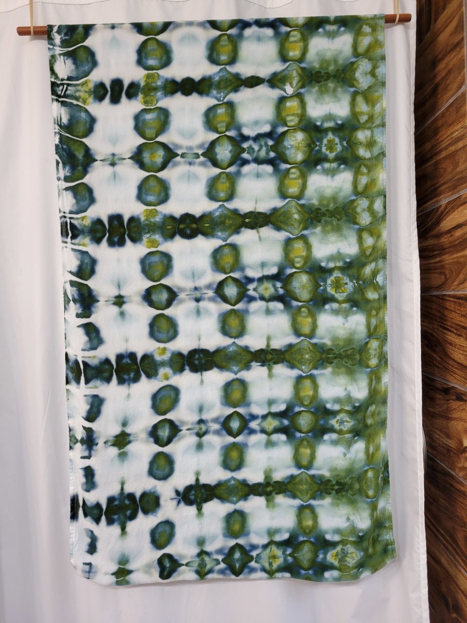 Scarf, Infinity, Drak Green Shibori