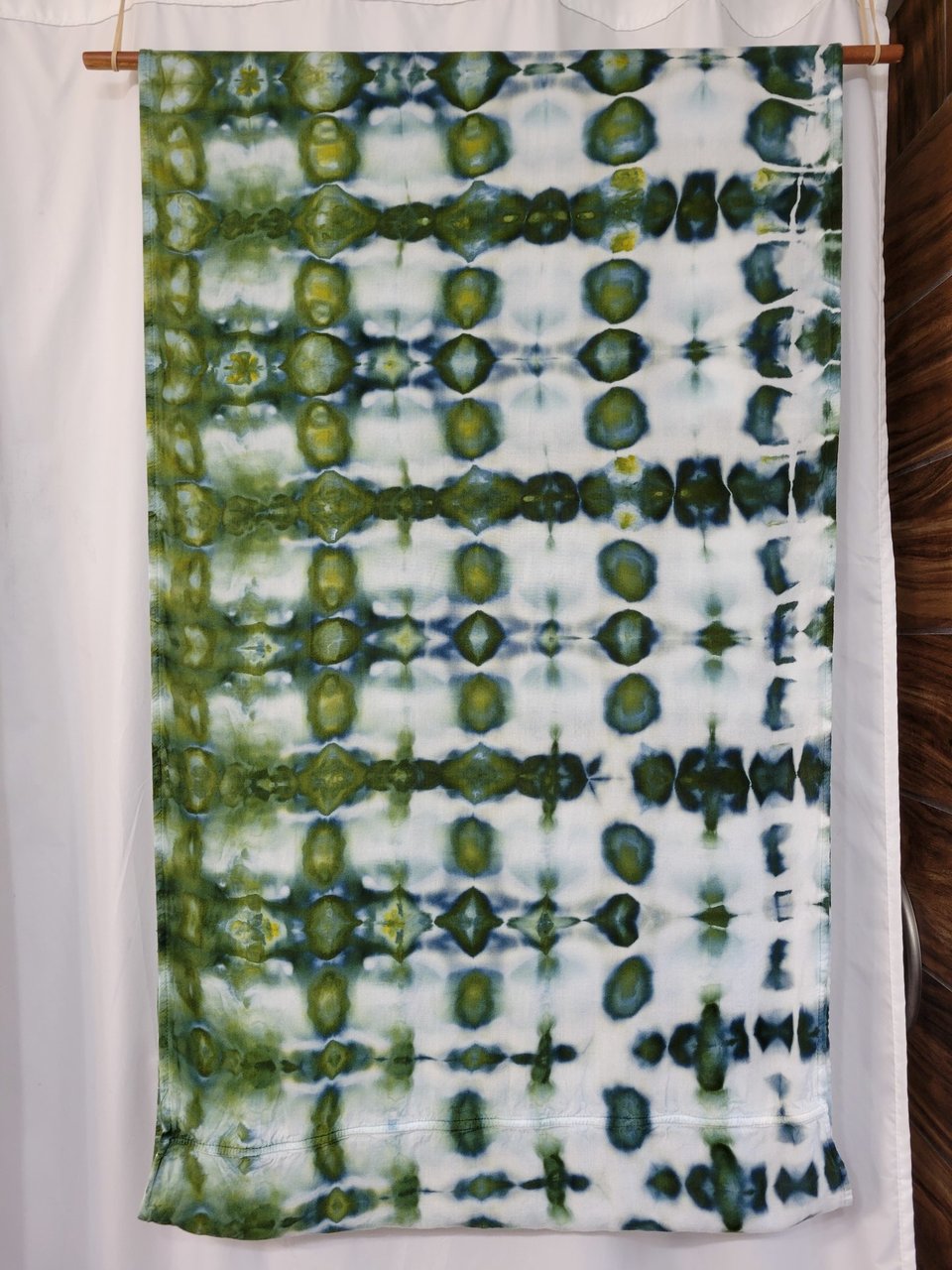 Scarf, Infinity, Drak Green Shibori