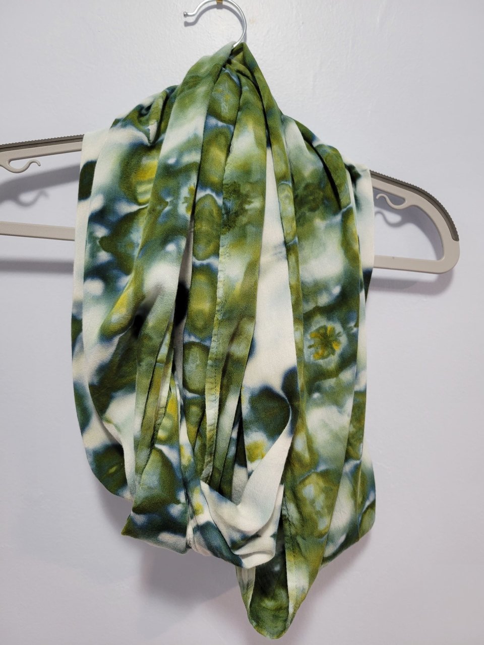 Scarf, Infinity, Drak Green Shibori