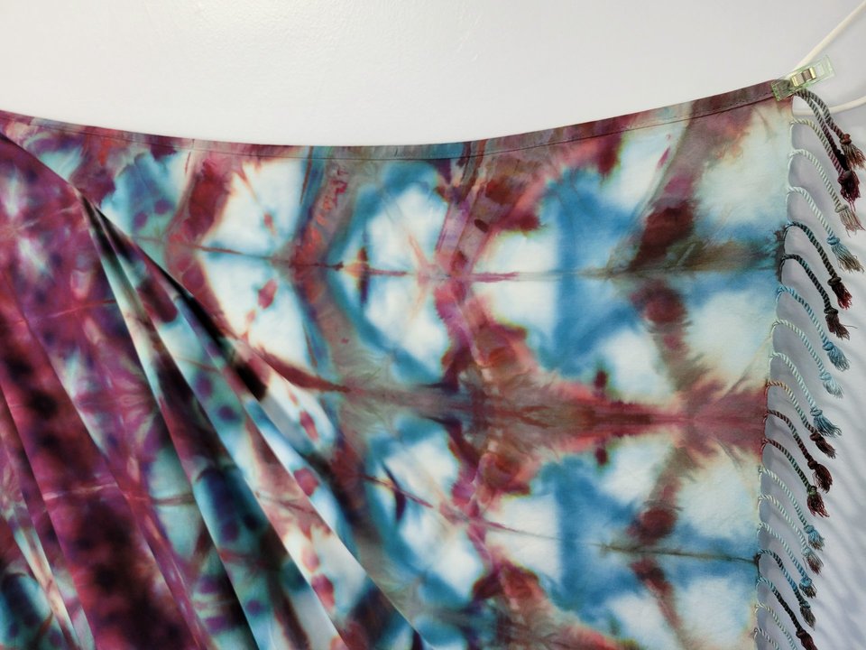 Sarong, Rayon, Strawberry Skies Shibori