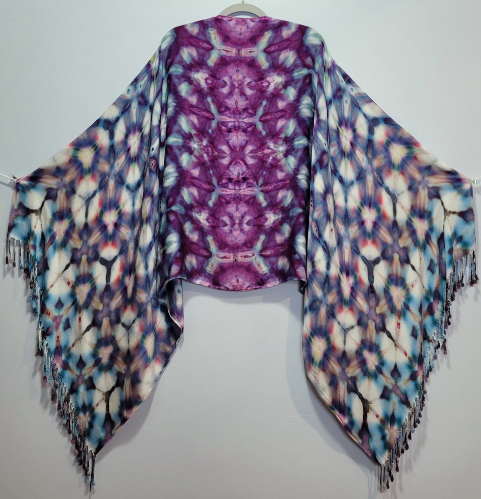 Shawl, Bamboo Rayon, Strawberry Skies Shibori