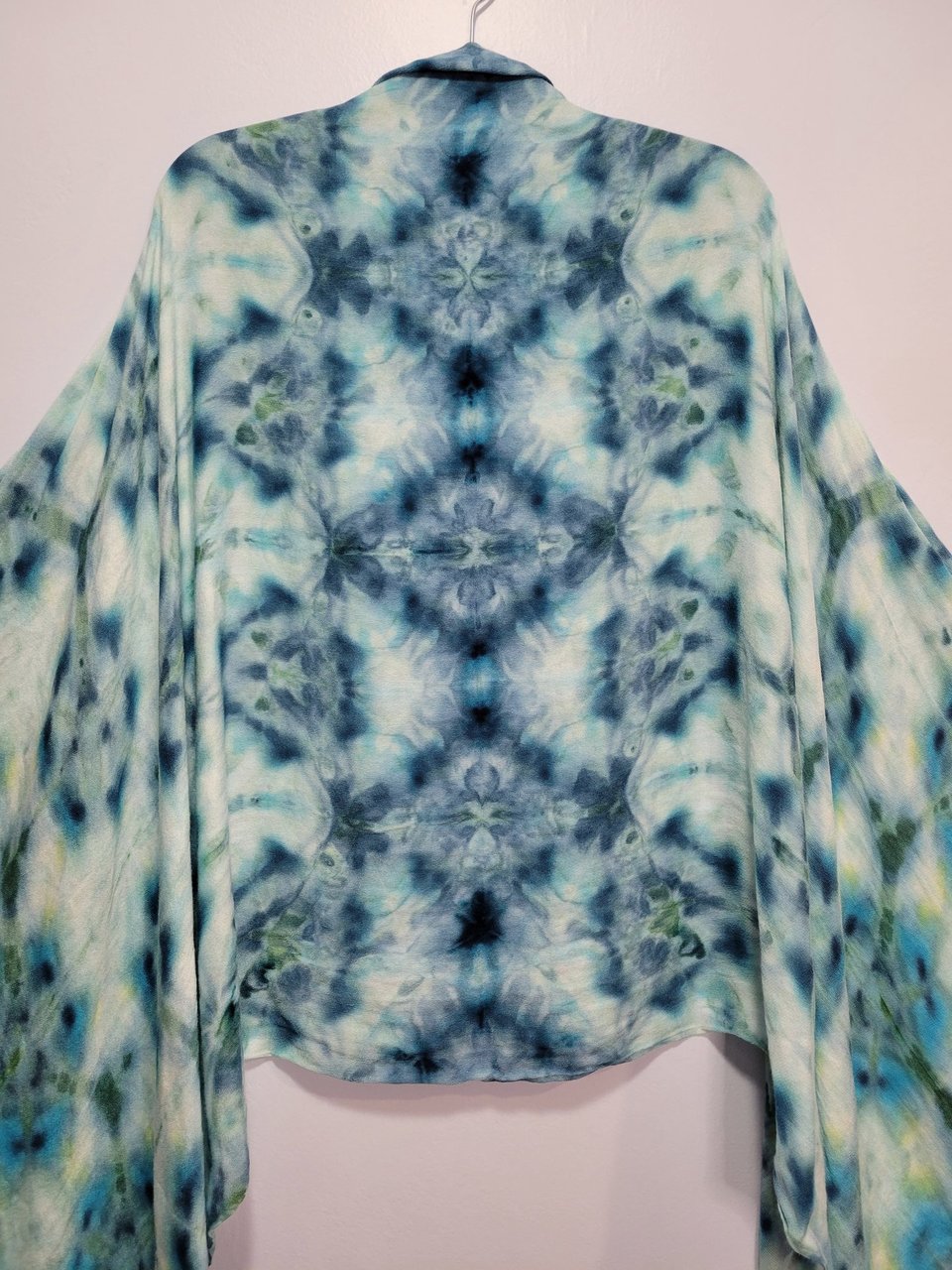 Shawl, Bamboo Rayon, Teal Shibori