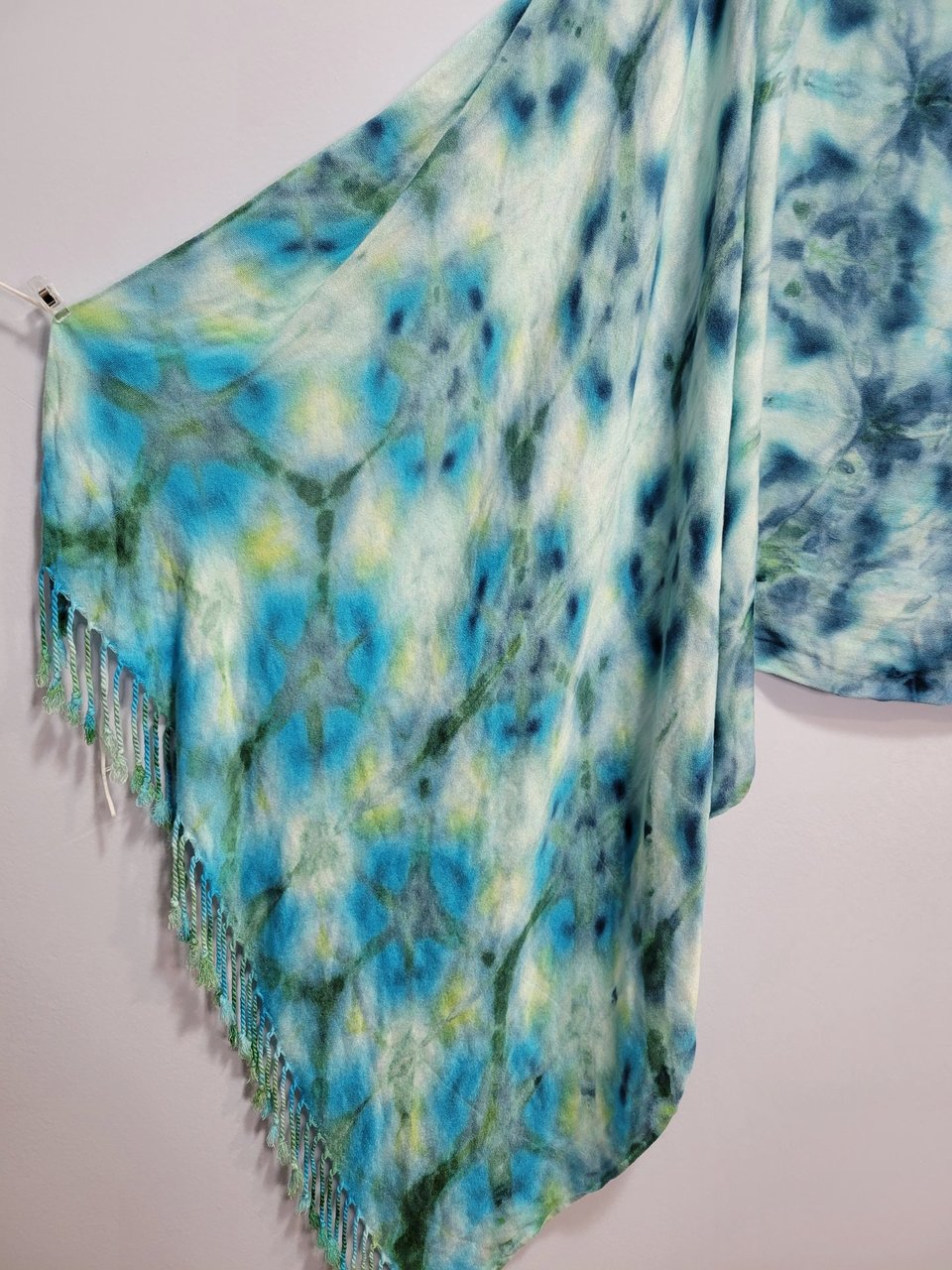 Shawl, Bamboo Rayon, Teal Shibori