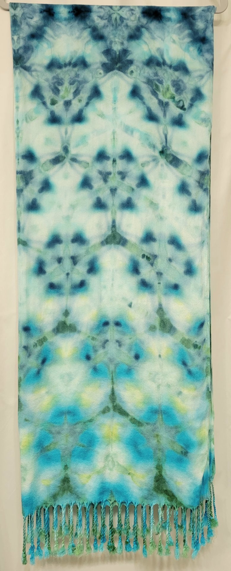 Shawl, Bamboo Rayon, Teal Shibori