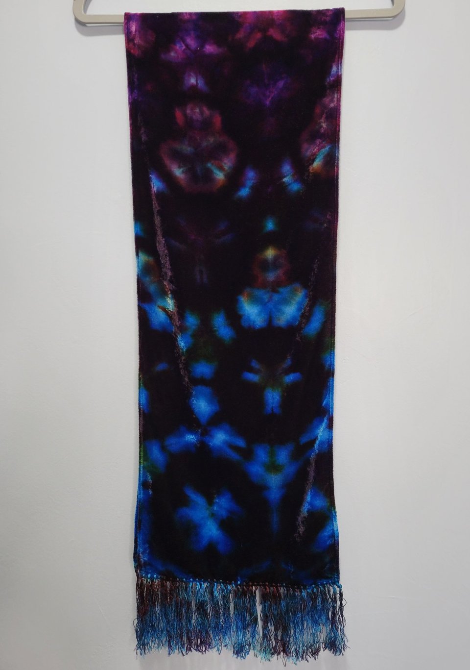 Scarf, Velvet, Strawberry Skies Shibori