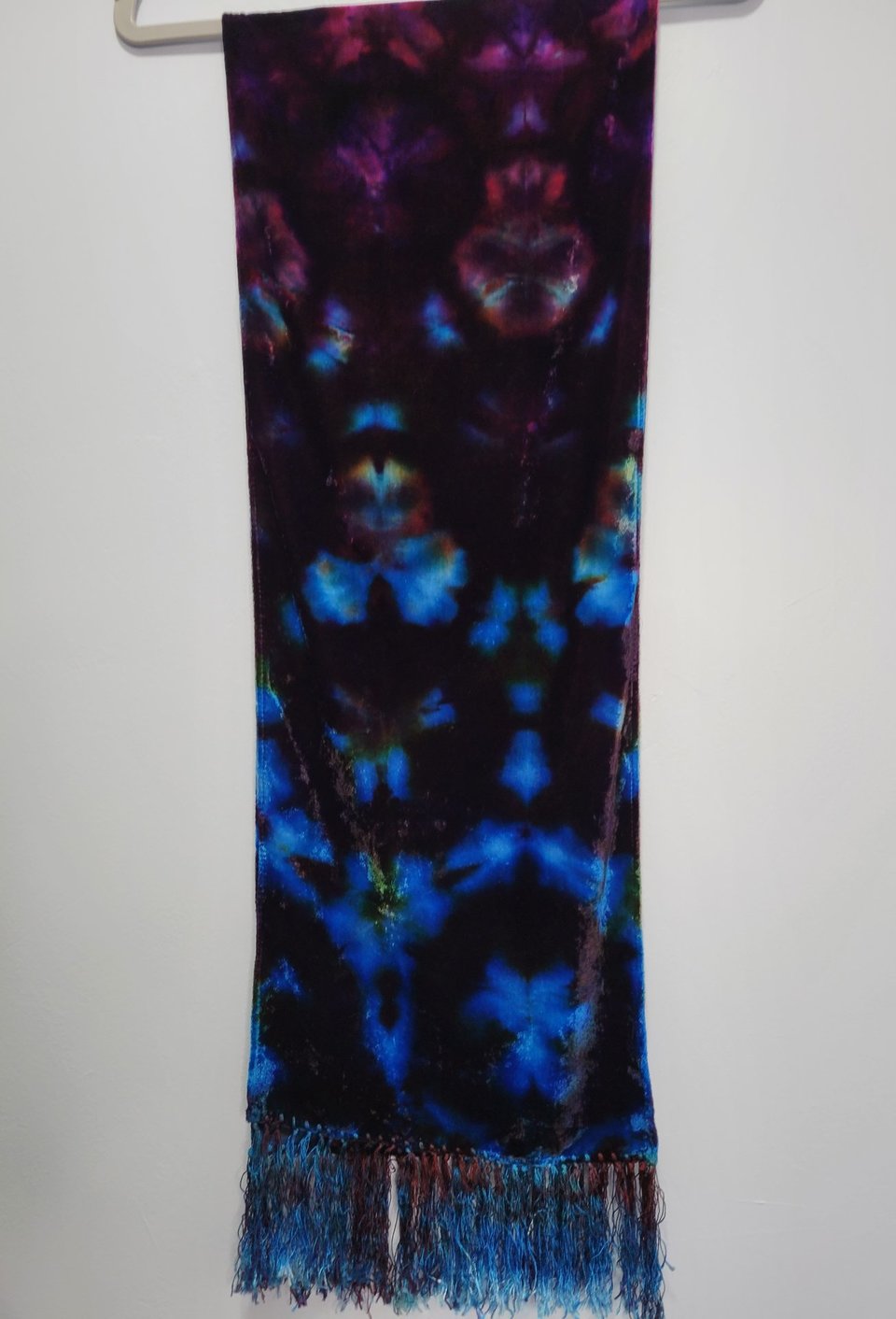 Scarf, Velvet, Strawberry Skies Shibori
