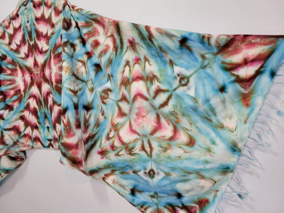 Scarf, Rayon, Stormy Skies Shibori Fan