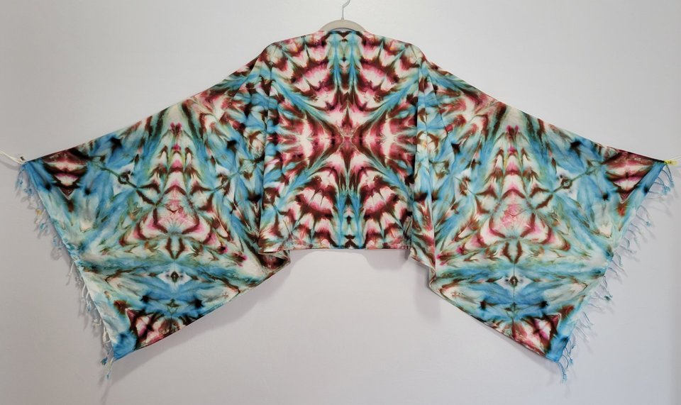 Scarf, Rayon, Stormy Skies Shibori Fan