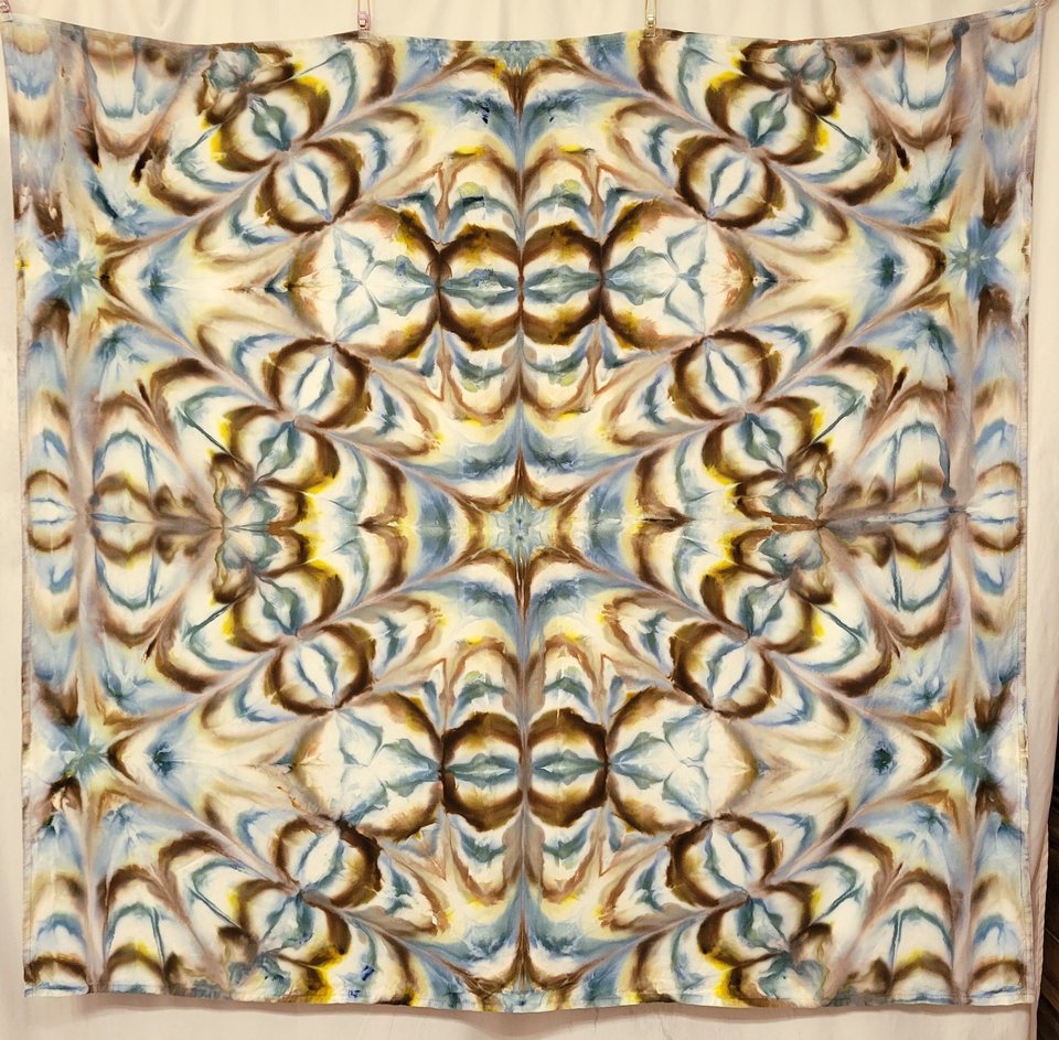 Shawl, Square Rayon, Mariner's Tea Shibori Explosion