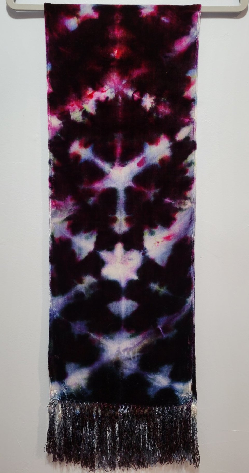 Scarf, Silk & Rayon Velvet, Dusty Purple Shibori