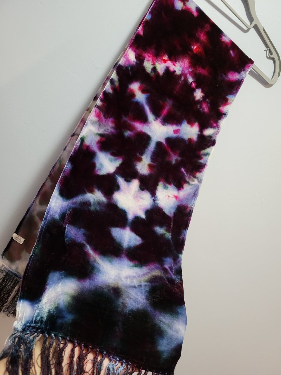Scarf, Silk & Rayon Velvet, Dusty Purple Shibori