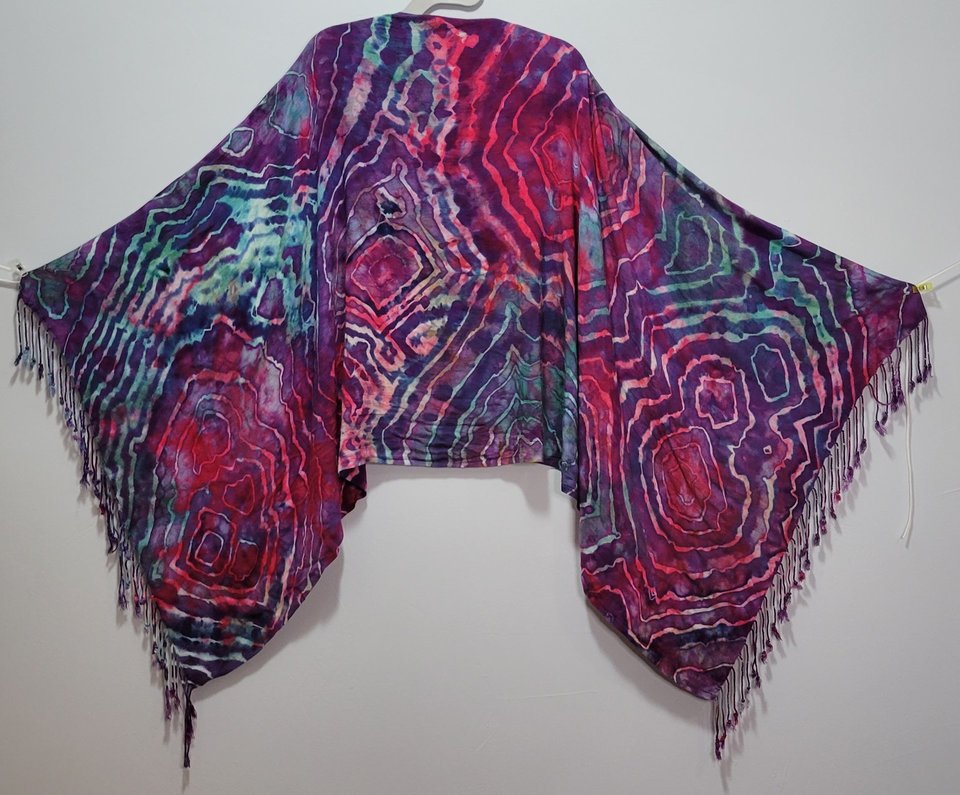 Shawl, Rayon, Purple, Teal, & Pink Geode