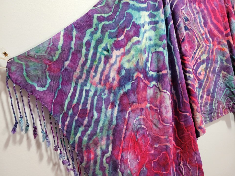 Shawl, Rayon, Purple, Teal, & Pink Geode