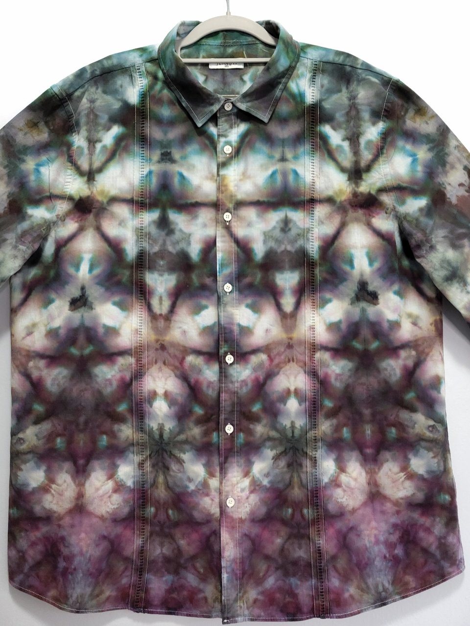 XXL Long Sleeve Cuban Shirt, Stormy Shibori